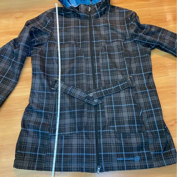 Free Country Black, Grey and Blue Plaid pattern Waterproof Rain Jacket size XL - Picture 15 of 16